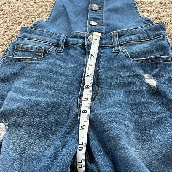 Aero Aeropostale Y2K Distressed Cross Back Straps Button-up Denim Overall SZ 6 - Picture 16 of 16